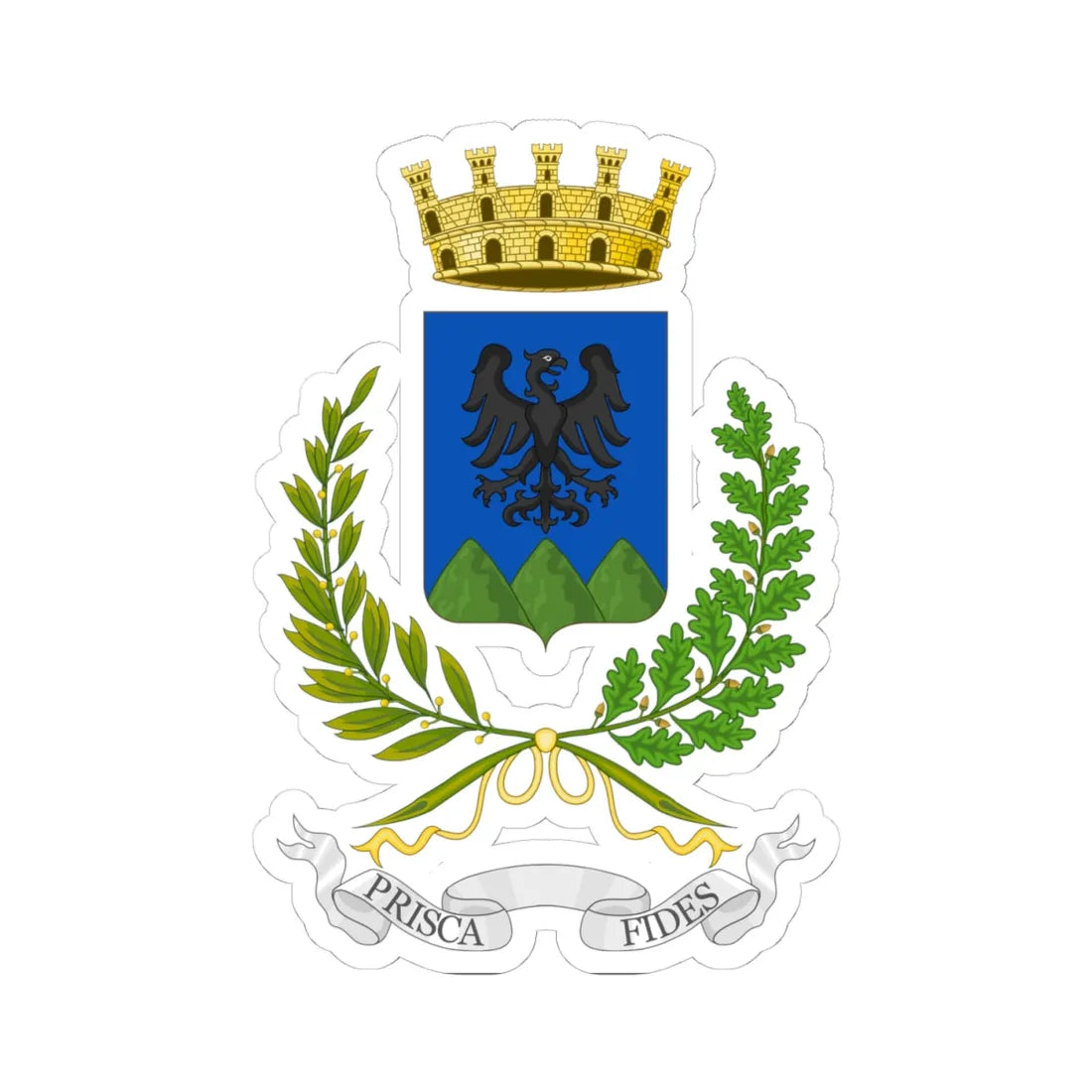 Pavullo nel Frignano-Stemma (Italy) (Coat of Arms) STICKER Vinyl Kiss-Cut Decal 4 Inch White - The Sticker Space