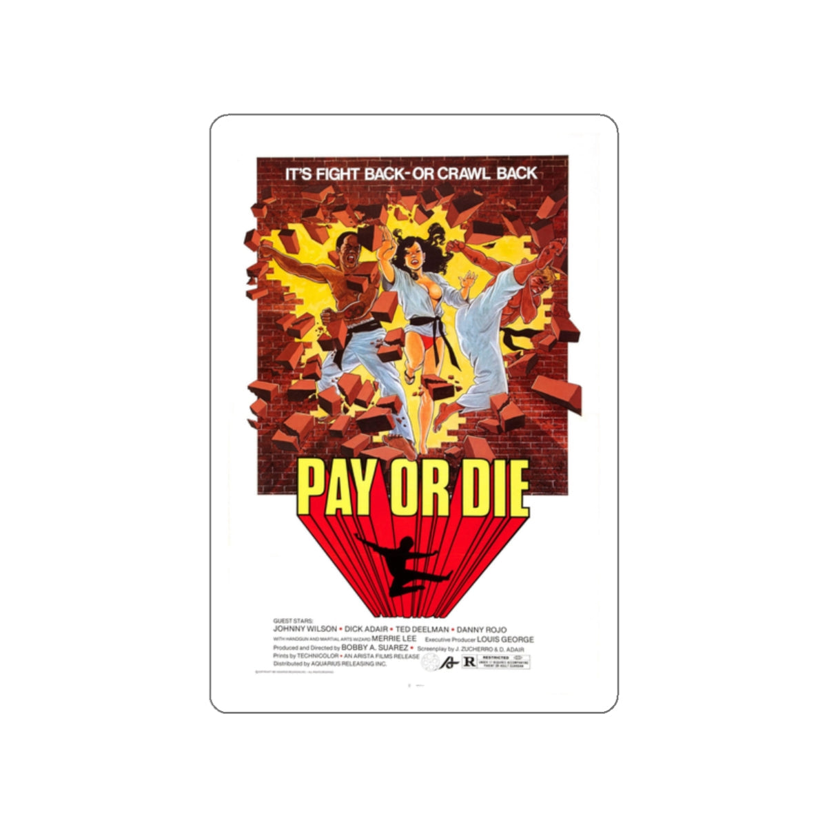 PAY OR DIE (MEAN BUSINESS) 1979 Movie Poster STICKER Vinyl Die-Cut Decal-White-The Sticker Space