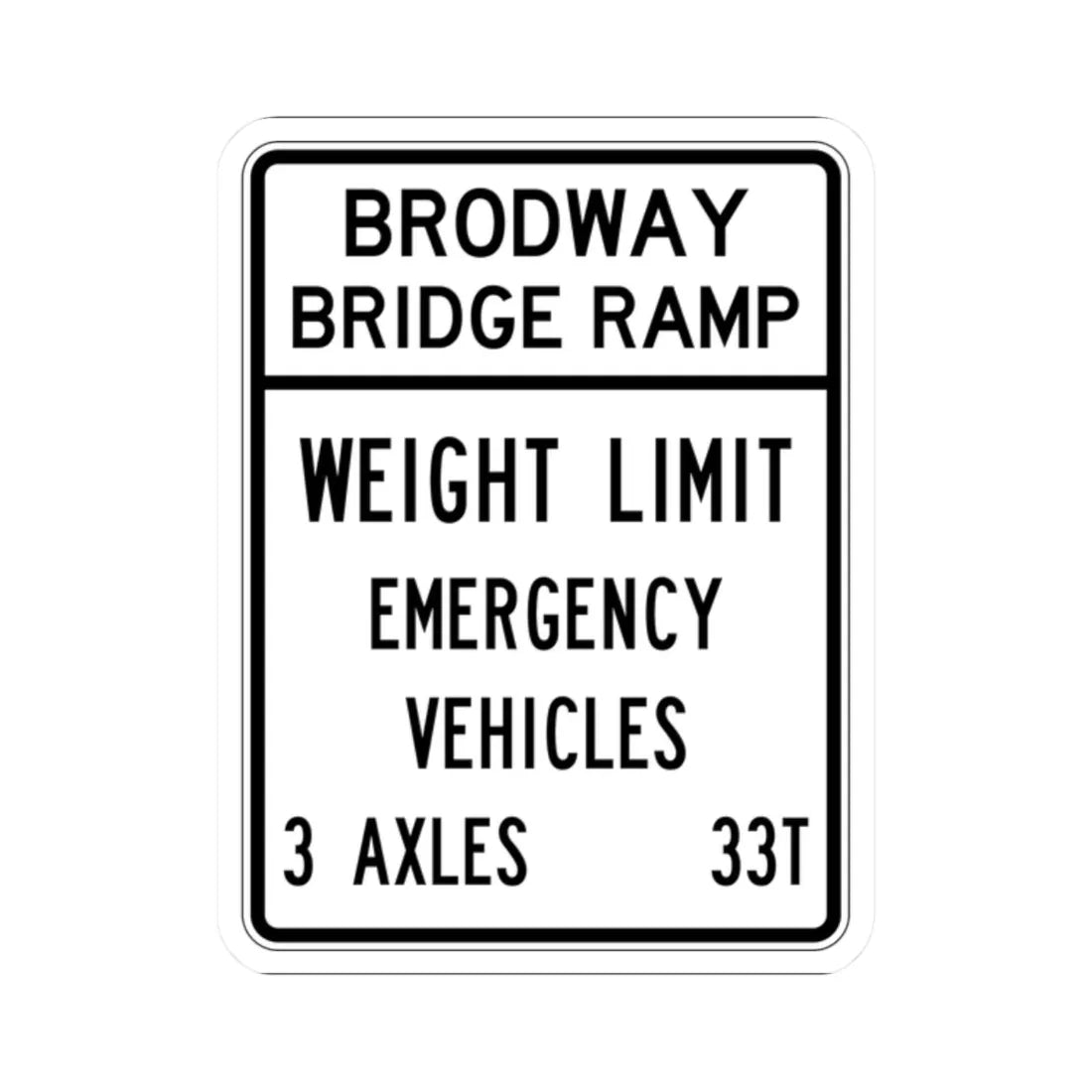 PBOT Road sign R6354 (Oregon) (Road Sign) STICKER Vinyl Kiss-Cut Decal 2 Inch White - The Sticker Space