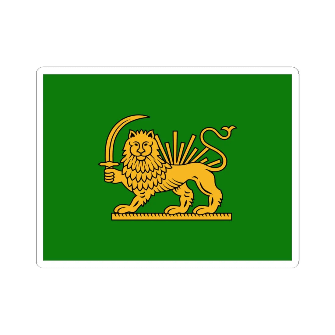 Peace Flag of Fath Ali Shah with sword (Iran) STICKER Vinyl Kiss-Cut Decal 6 Inch White - The Sticker Space