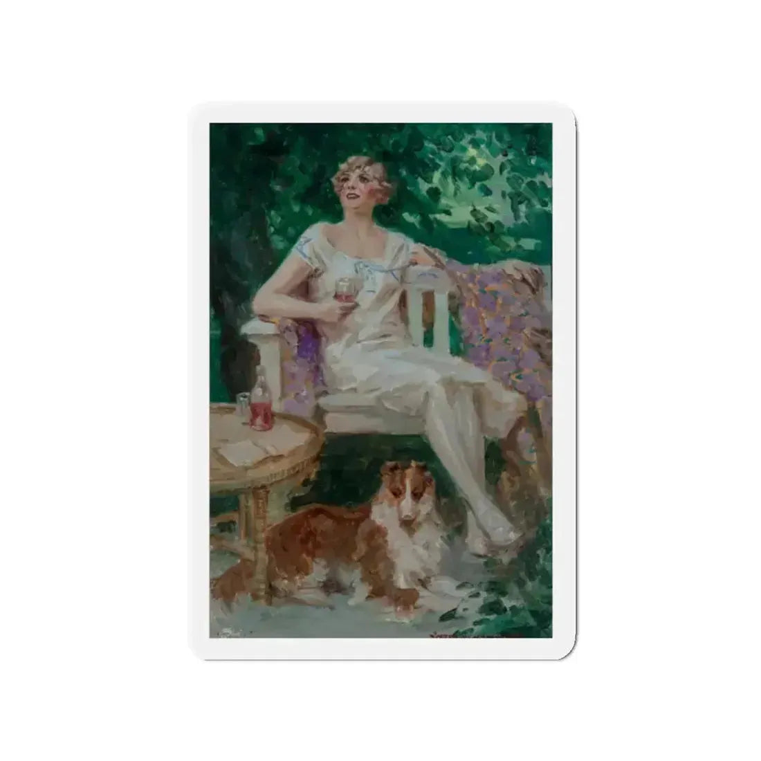 Peaceful Afternoons (Magazine Illustration) Refrigerator Magnet 2 Inch Die-Cut - The Sticker Space