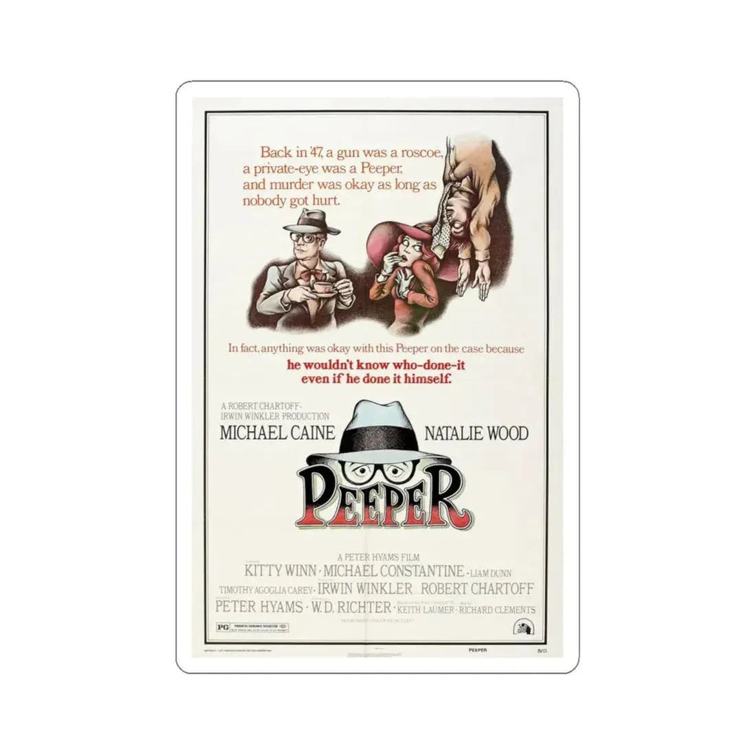 Peeper 1976 Movie Poster - STICKER Vinyl Kiss-Cut Decal 6 Inch White - The Sticker Space
