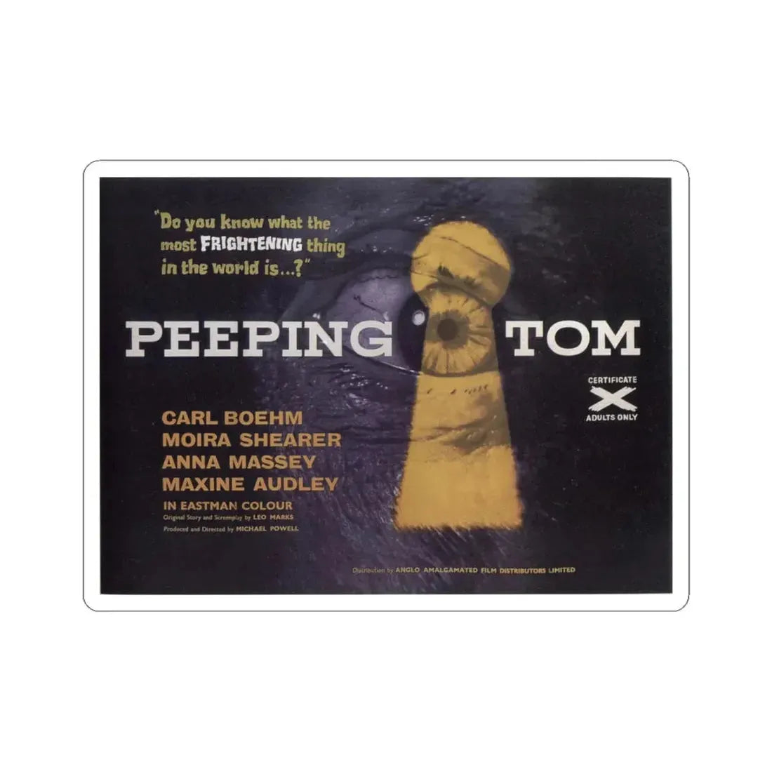 PEEPING TOM 1960 Movie Poster - STICKER Vinyl Kiss-Cut Decal 4 Inch White - The Sticker Space