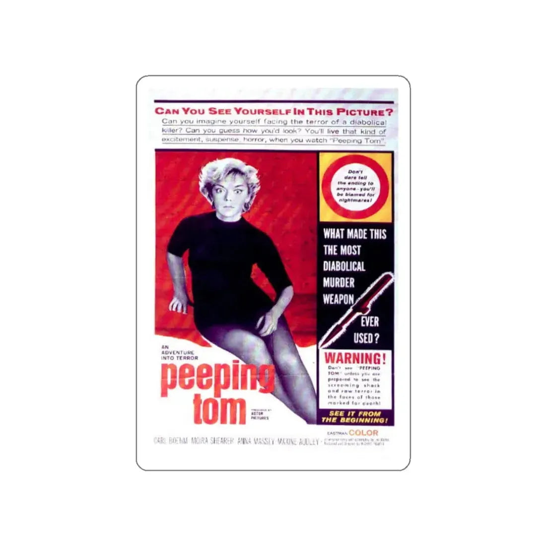 PEEPING TOM (2) 1960 Movie Poster STICKER Vinyl Die-Cut Decal - The Sticker Space