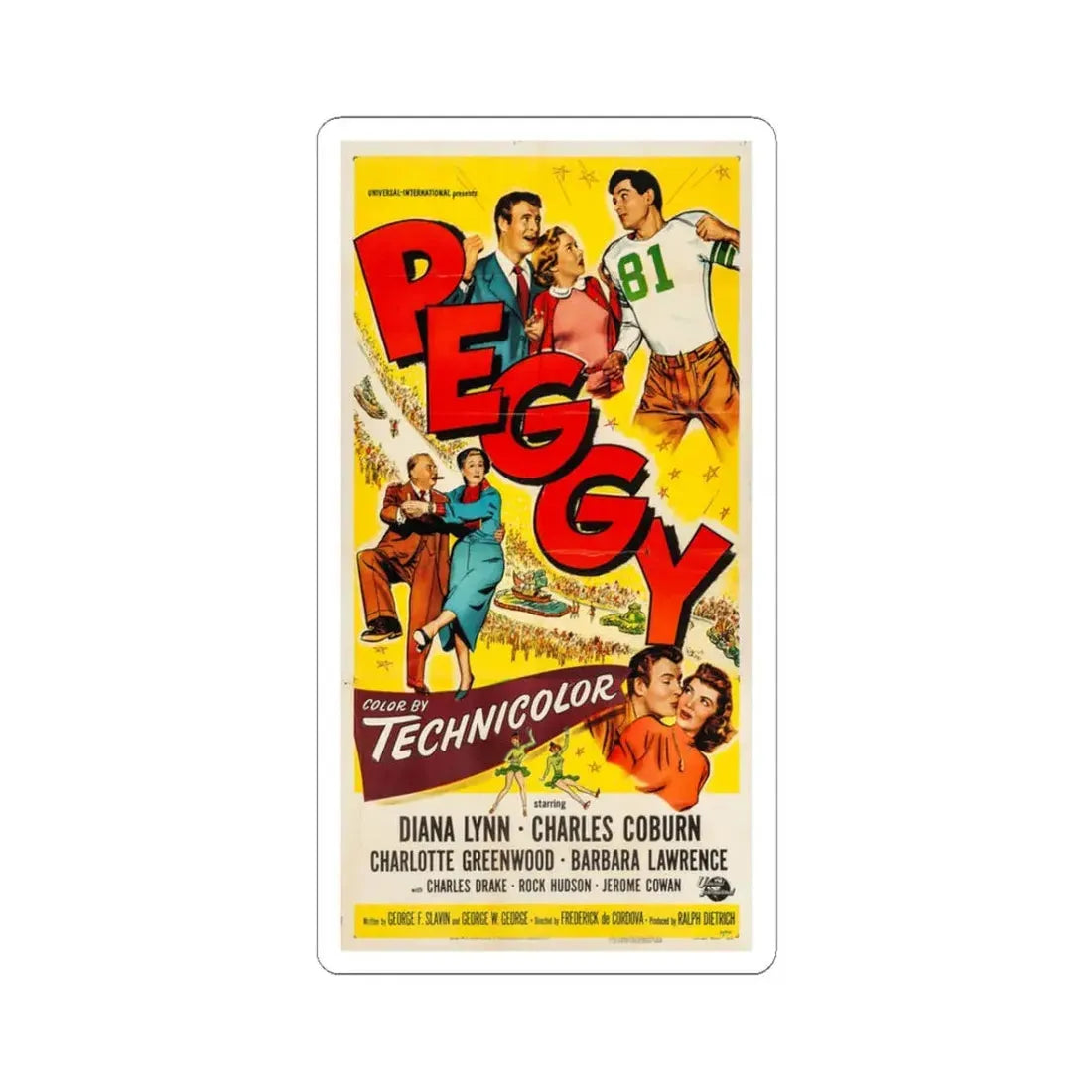 Peggy 1950 Movie Poster - STICKER Vinyl Kiss-Cut Decal 3 Inch White - The Sticker Space