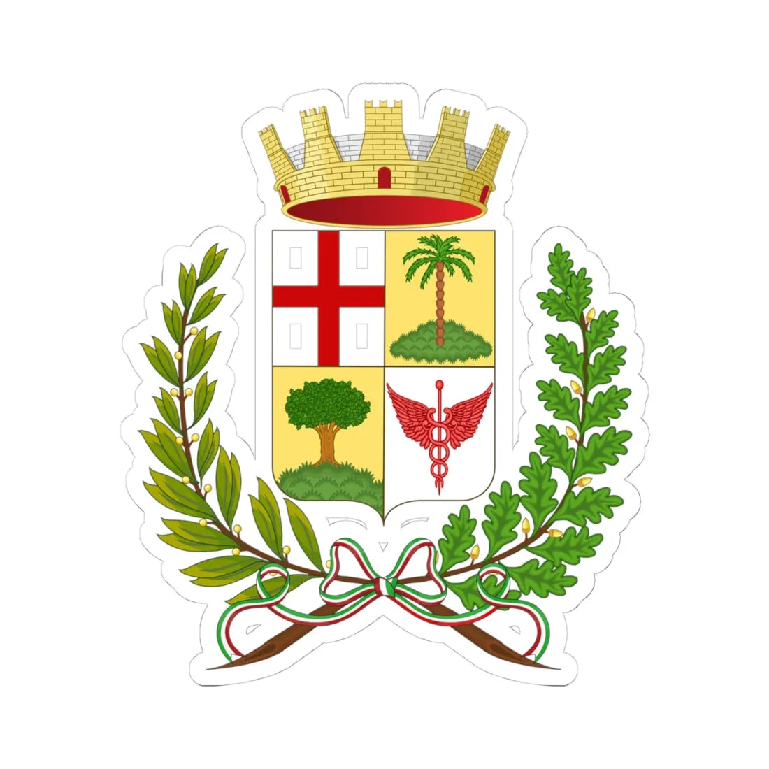 Pegli-Stemma (Italy) (Coat of Arms) STICKER Vinyl Kiss-Cut Decal 4 Inch White - The Sticker Space