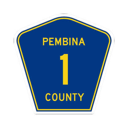 Pembina County Route 1 ND (North Dakota) (Road Sign) STICKER Vinyl Kiss-Cut Decal 2 Inch White - The Sticker Space