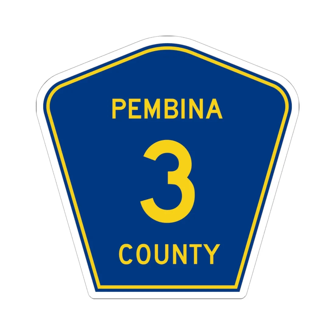 Pembina County Route 3 ND (North Dakota) (Road Sign) STICKER Vinyl Kiss-Cut Decal 6 Inch White - The Sticker Space