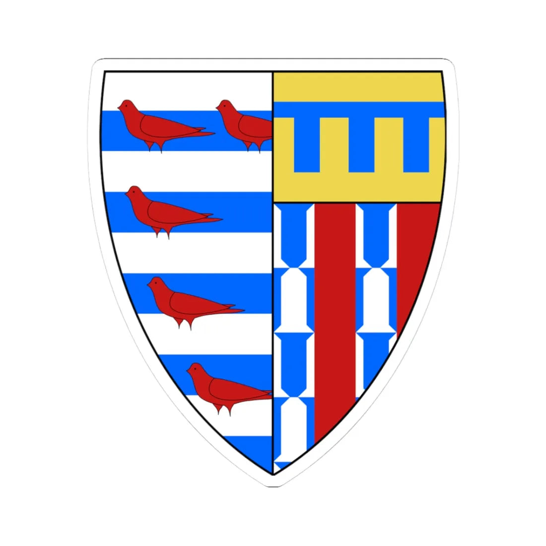 Pembroke College Cambridge shield (England) (Coat of Arms) STICKER Vinyl Kiss-Cut Decal 3 Inch White - The Sticker Space