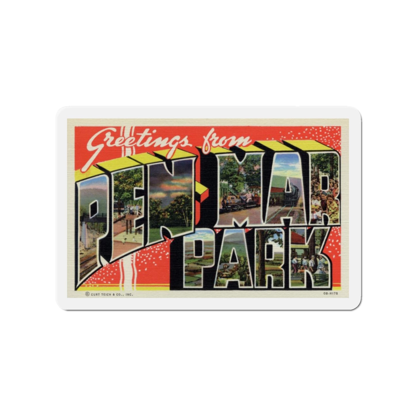 Pen Mar Park (Greeting Postcards) Die-Cut Magnet-3" x 3"-The Sticker Space