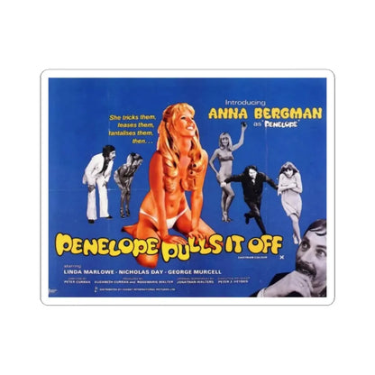 PENELOPE PULLS IT OFF 1975 Movie Poster - STICKER Vinyl Kiss-Cut Decal 2 Inch White - The Sticker Space