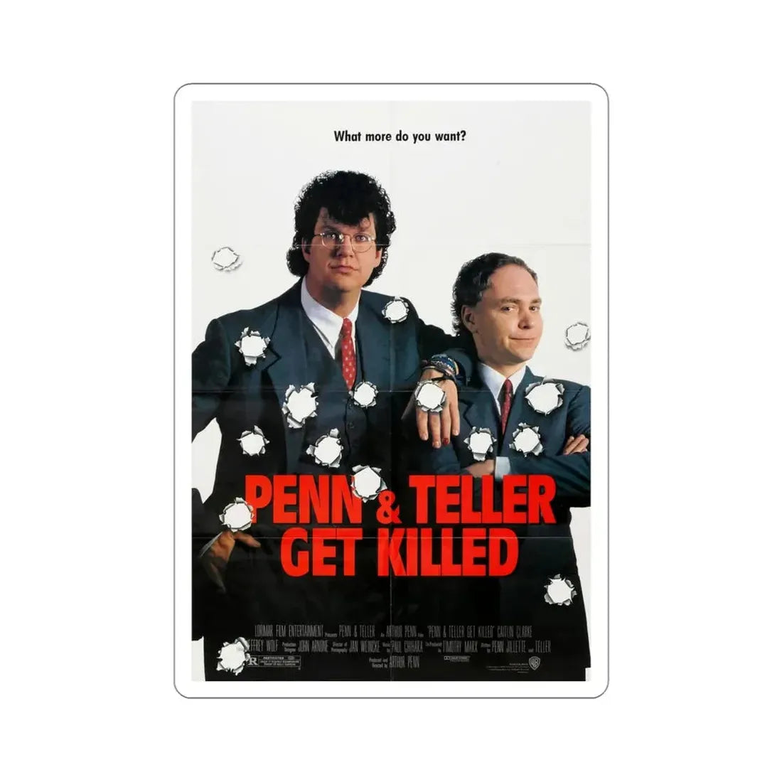 Penn & Teller Get Killed 1989 Movie Poster STICKER Vinyl Die-Cut Decal 4 Inch - The Sticker Space