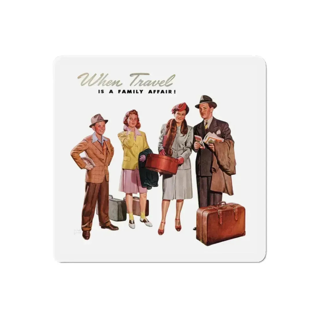 Pennsylvania Railroad advt, Holiday magazine, March 1946 (Magazine Illustration) Refrigerator Magnet 6 Inch Die-Cut - The Sticker Space