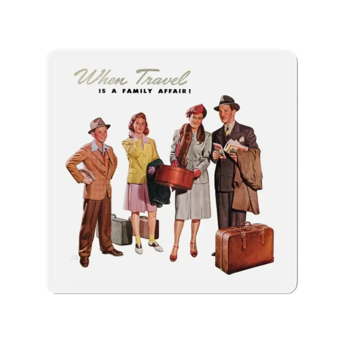 Pennsylvania Railroad advt, Holiday magazine, March 1946 (Magazine Illustration) Refrigerator Magnet - The Sticker Space