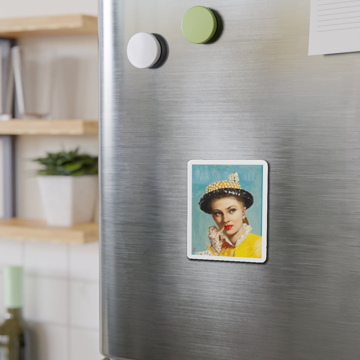 Pensive Beauty, cover illustration for American Weekly (Magazine Illustration) Refrigerator Magnet-The Sticker Space