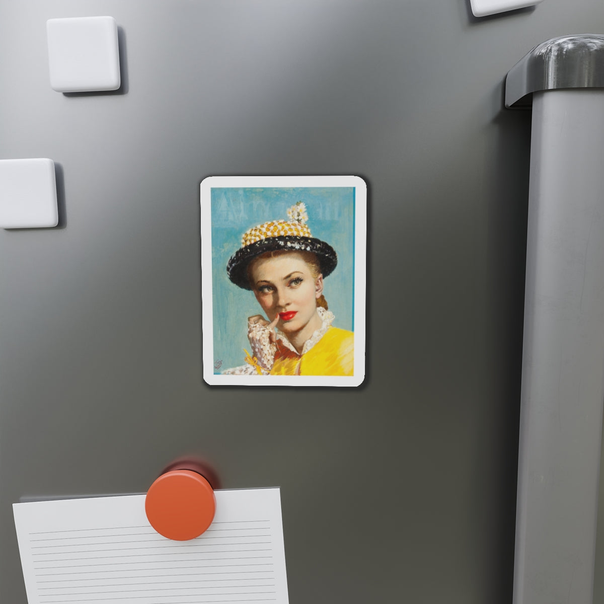 Pensive Beauty, cover illustration for American Weekly (Magazine Illustration) Refrigerator Magnet-The Sticker Space