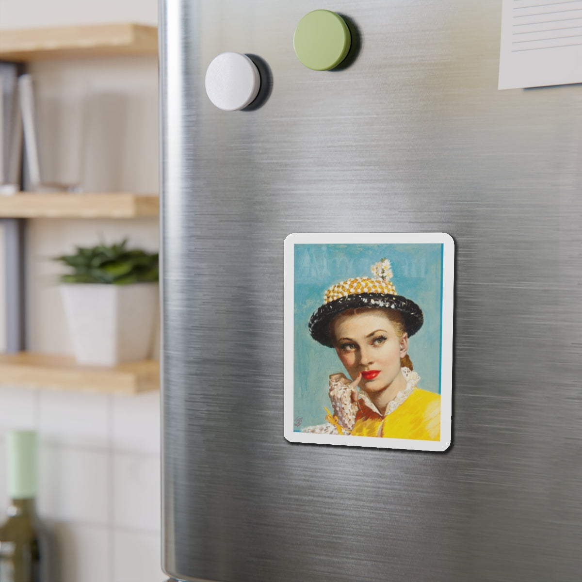 Pensive Beauty, cover illustration for American Weekly (Magazine Illustration) Refrigerator Magnet-The Sticker Space