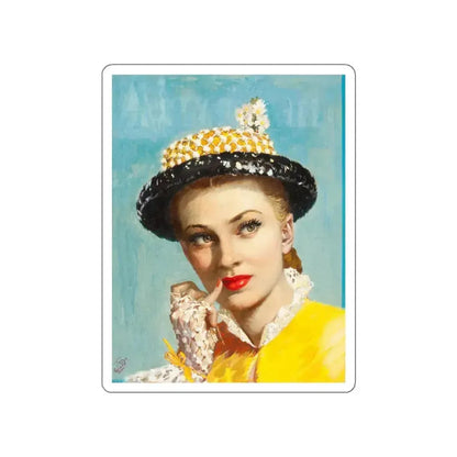 Pensive Beauty, cover illustration for American Weekly (Magazine Illustration) STICKER Vinyl Die-Cut Decal White Die-Cut 4 Inch - The Sticker Space