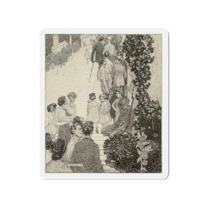 People Ascending Stairway (Magazine Illustration) Refrigerator Magnet 3 Inch Die-Cut - The Sticker Space