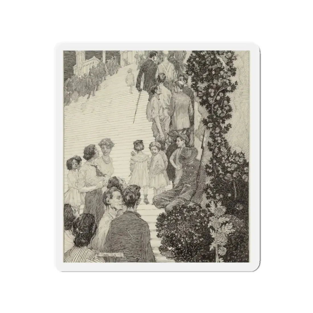 People Ascending Stairway (Magazine Illustration) Refrigerator Magnet - The Sticker Space