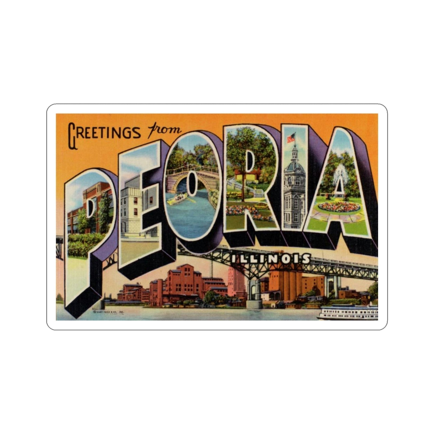 Peoria Illinois (Greeting Cards) STICKER Vinyl Die-Cut Decal-3 Inch-The Sticker Space