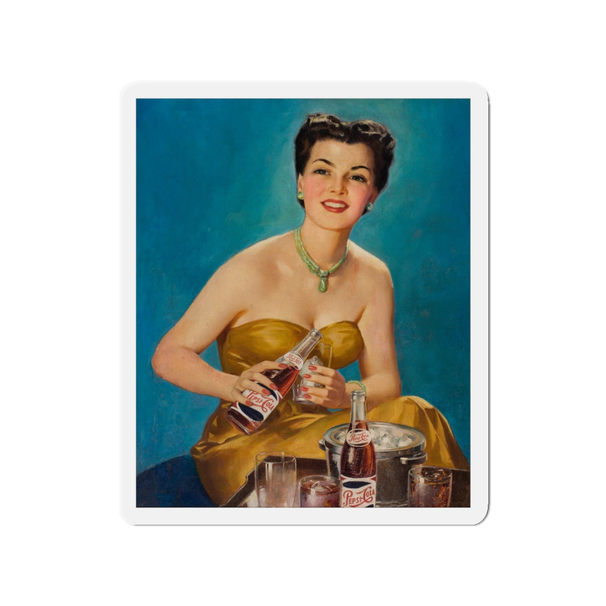 Pepsi-Cola, ad illustration (2) (Magazine Illustration) Refrigerator Magnet-3" x 3"-The Sticker Space