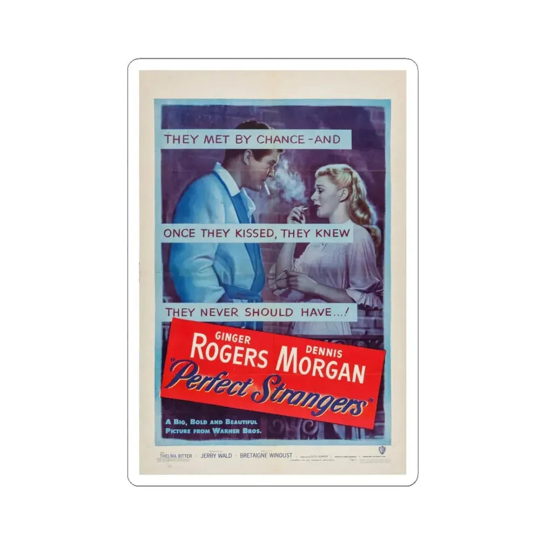 Perfect Strangers 1950 Movie Poster - STICKER Vinyl Kiss-Cut Decal 3 Inch White - The Sticker Space