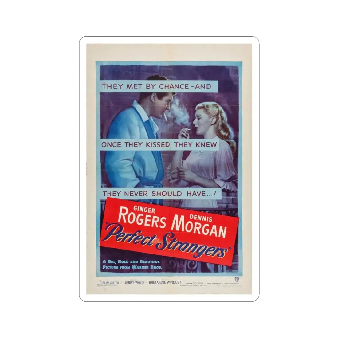 Perfect Strangers 1950 Movie Poster - STICKER Vinyl Kiss-Cut Decal 4 Inch White - The Sticker Space