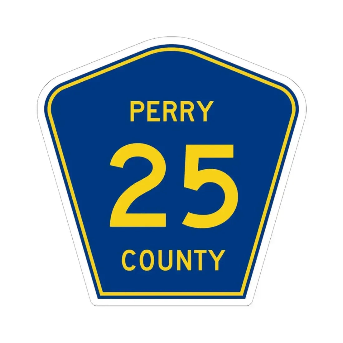Perry County 25 (Illinois) (Road Sign) STICKER Vinyl Kiss-Cut Decal 6 Inch White - The Sticker Space