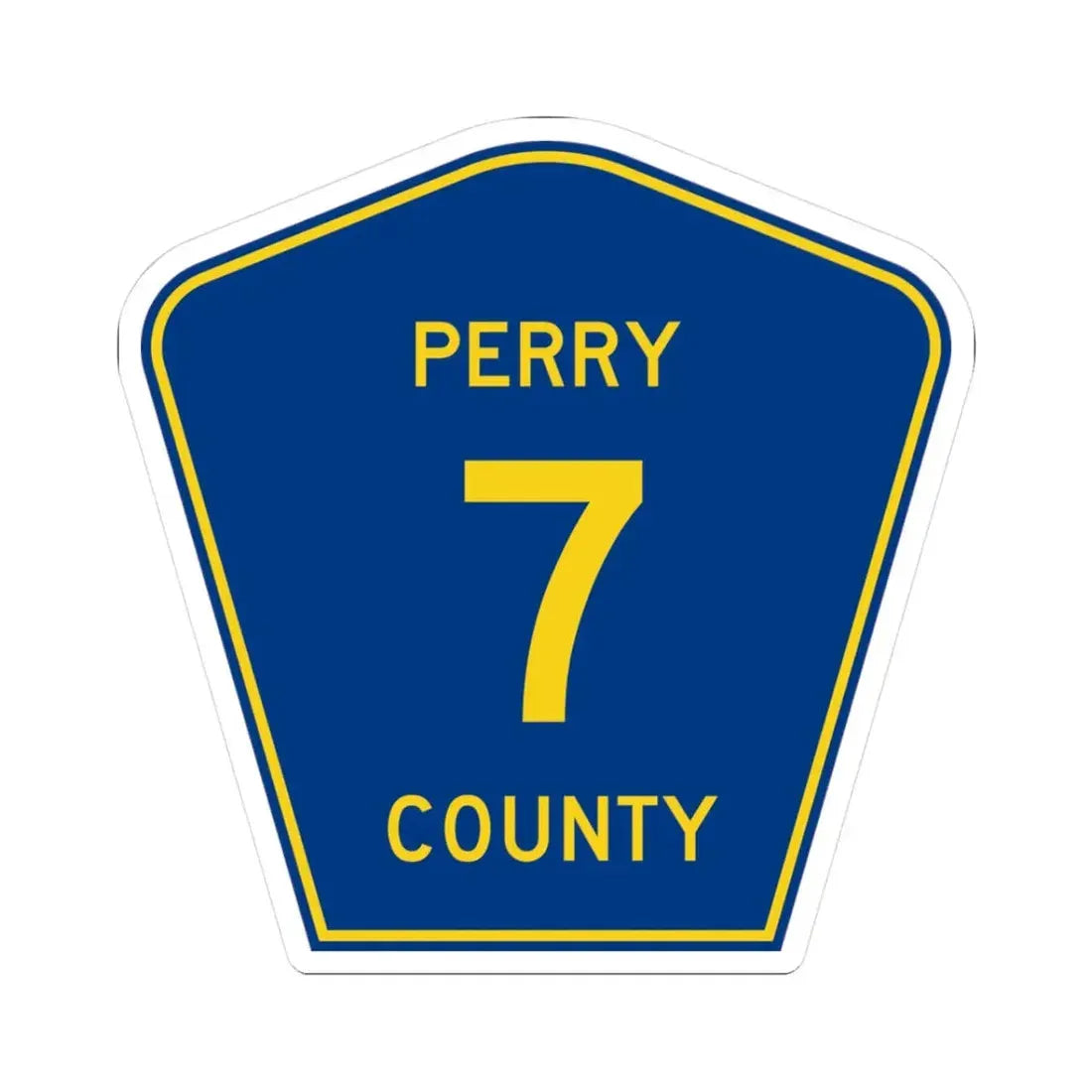 Perry County 7 (Illinois) (Road Sign) STICKER Vinyl Kiss-Cut Decal 3 Inch White - The Sticker Space