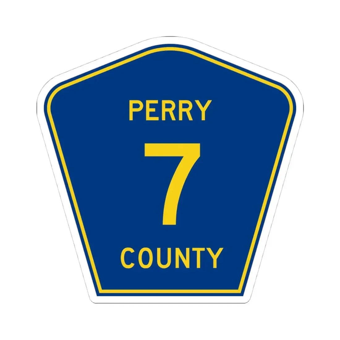 Perry County 7 (Illinois) (Road Sign) STICKER Vinyl Kiss-Cut Decal 4 Inch White - The Sticker Space