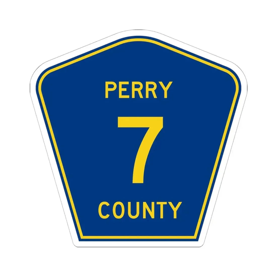Perry County 7 (Illinois) (Road Sign) STICKER Vinyl Kiss-Cut Decal 6 Inch White - The Sticker Space