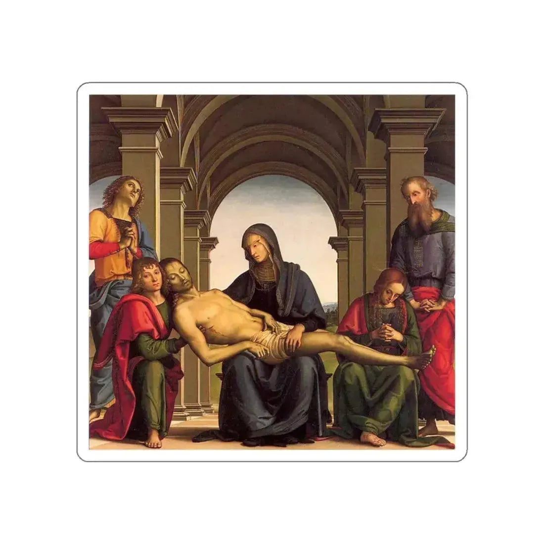 PERUGINO, Pietro -Christ- Pieta (Artwork) STICKER Vinyl Die-Cut Decal White Die-Cut 4 Inch - The Sticker Space