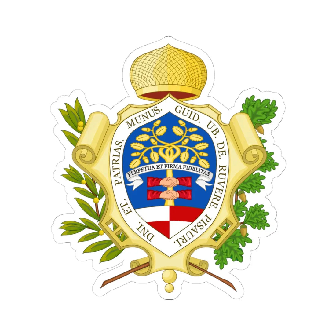 Pesaro-Stemma (Italy) (Coat of Arms) STICKER Vinyl Kiss-Cut Decal 4 Inch White - The Sticker Space