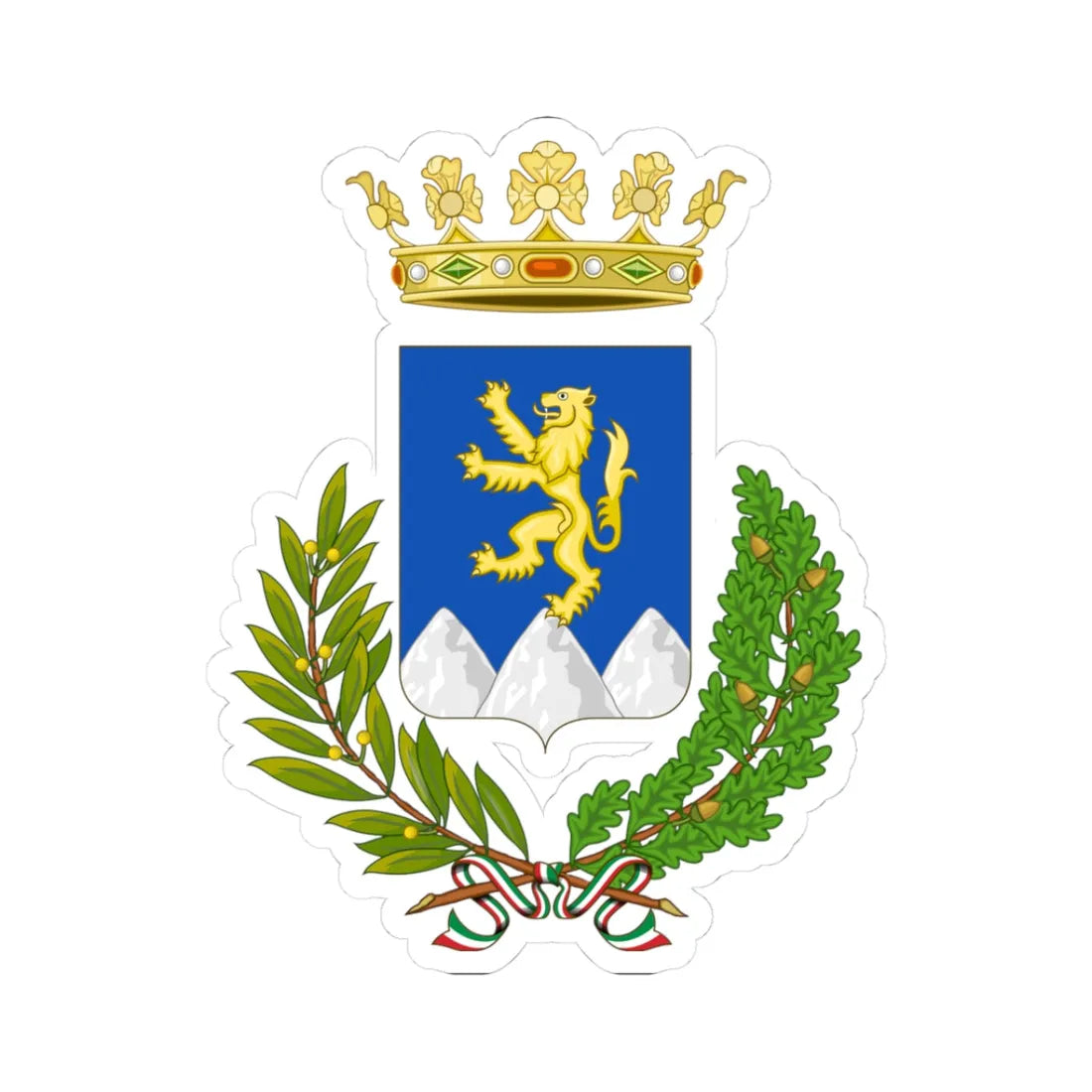 Pesco Sannita-Stemma (Italy) (Coat of Arms) STICKER Vinyl Kiss-Cut Decal 3 Inch White - The Sticker Space