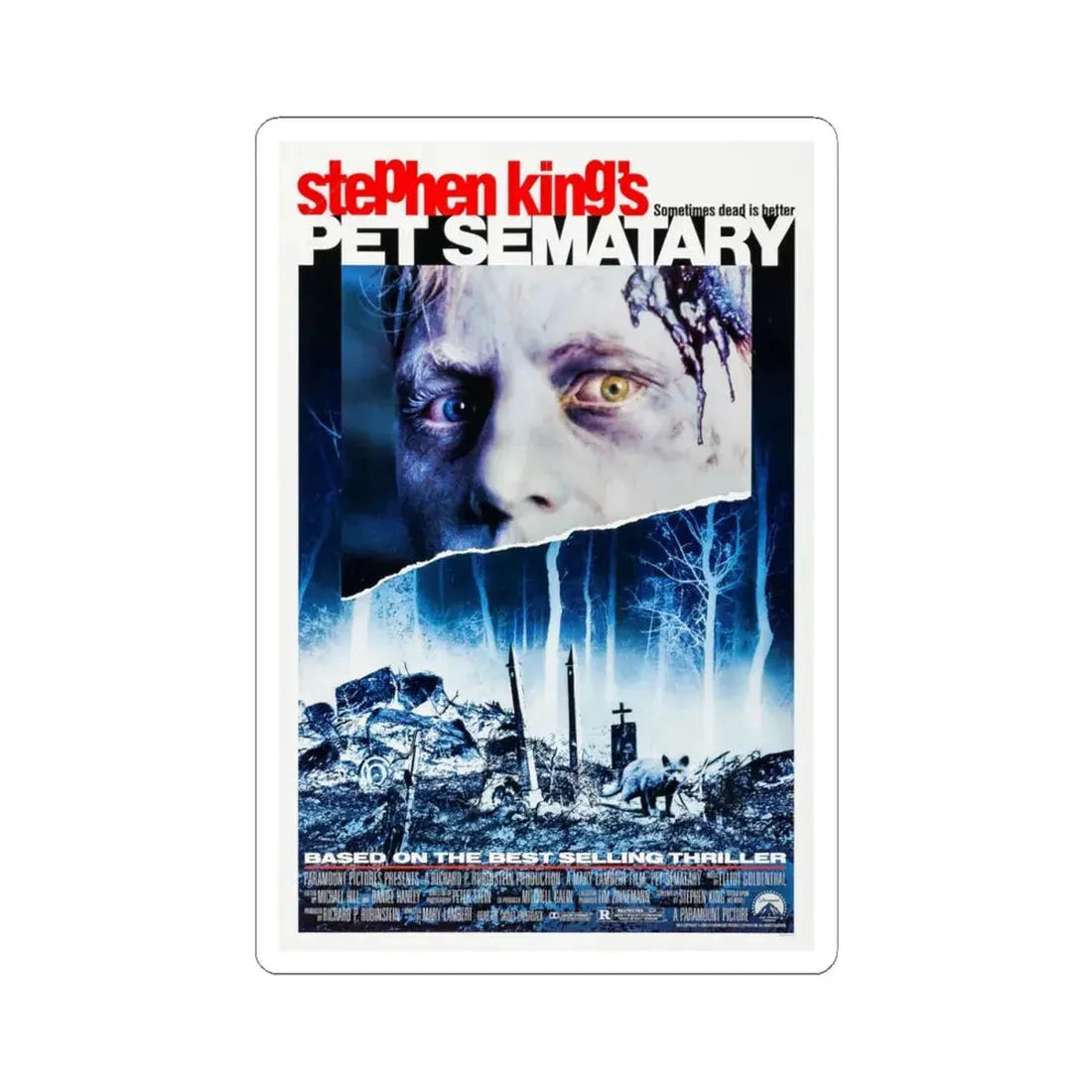 Pet Sematary 1989 Movie Poster - STICKER Vinyl Kiss-Cut Decal 4 Inch White - The Sticker Space