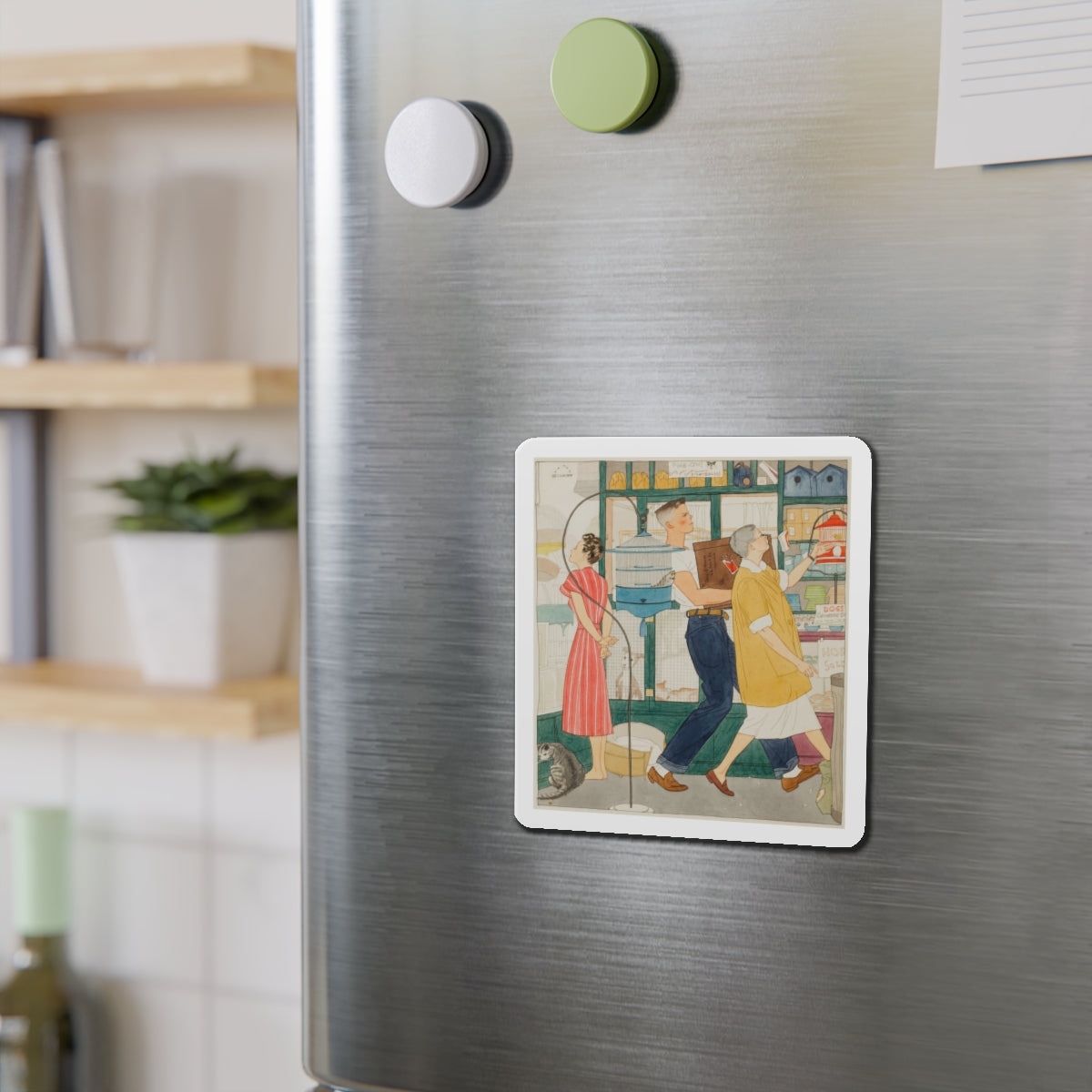 Pet Shop (Magazine Illustration) Refrigerator Magnet-The Sticker Space