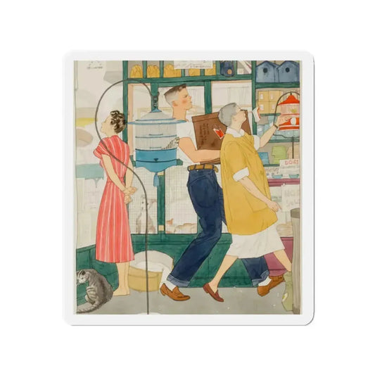 Pet Shop (Magazine Illustration) Refrigerator Magnet 2 Inch Die-Cut - The Sticker Space