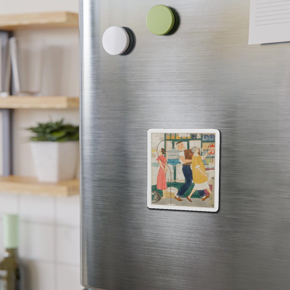 Pet Shop (Magazine Illustration) Refrigerator Magnet-The Sticker Space