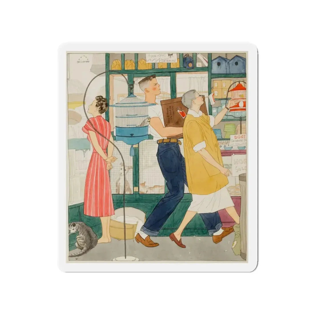 Pet Shop (Magazine Illustration) Refrigerator Magnet - The Sticker Space