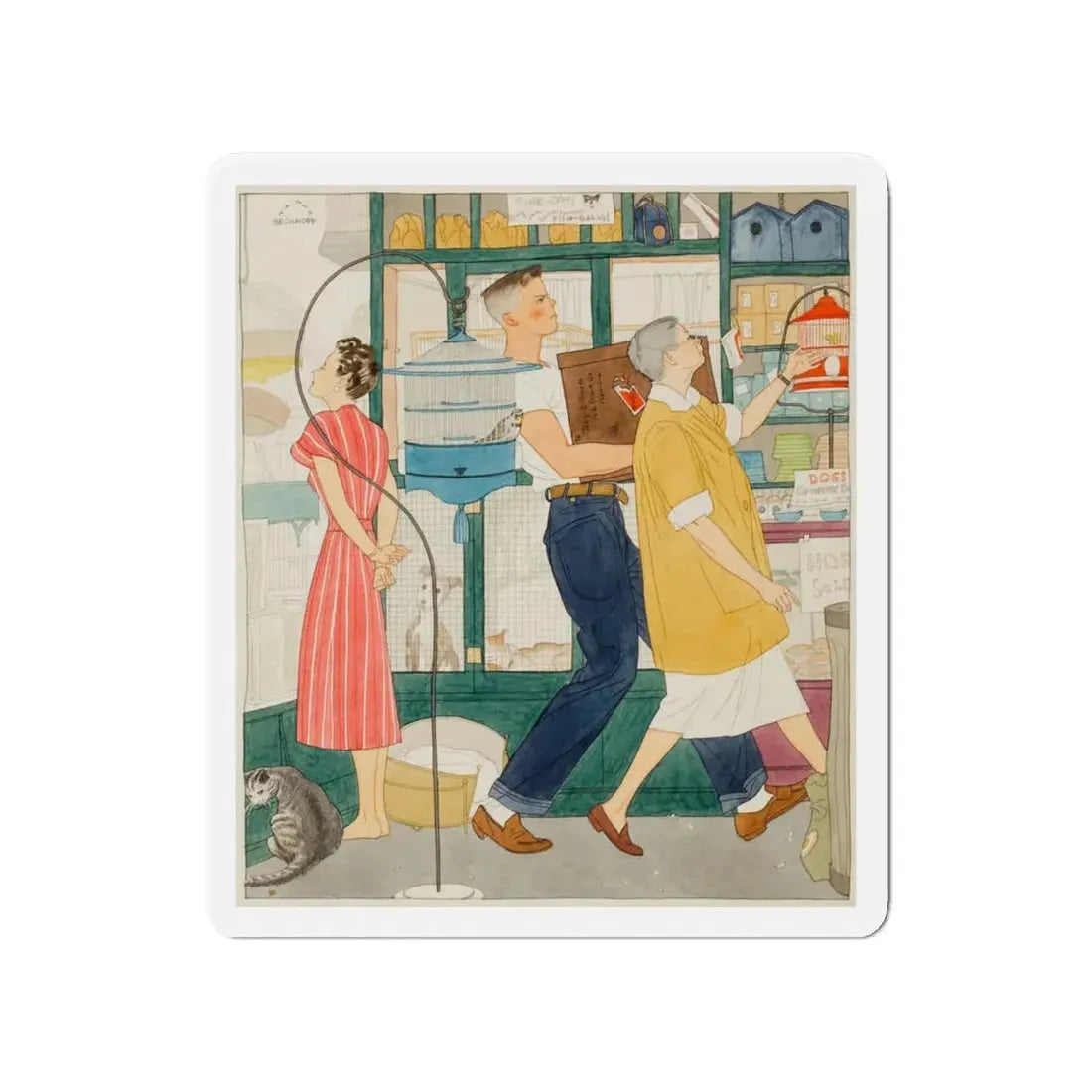 Pet Shop (Magazine Illustration) Refrigerator Magnet - The Sticker Space