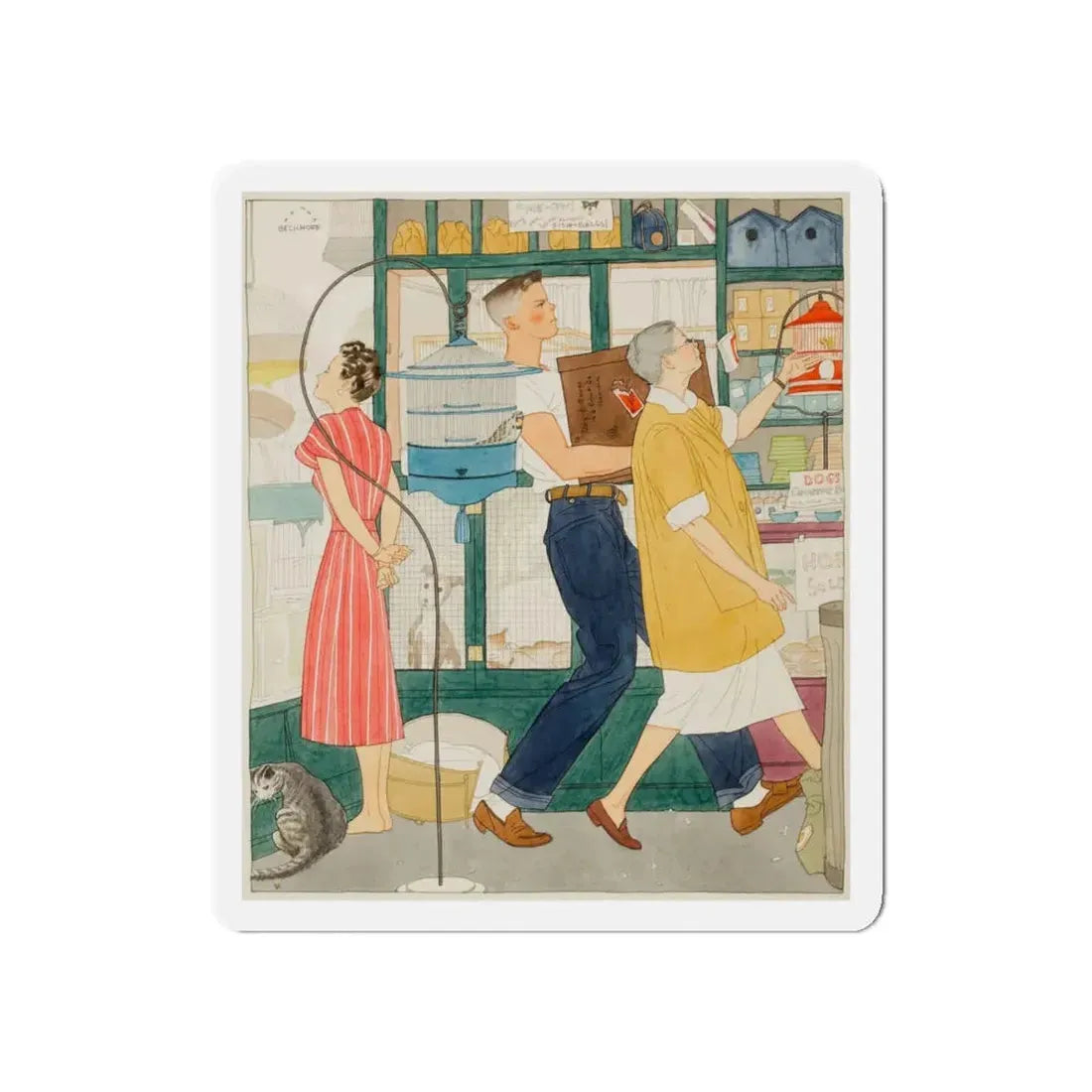 Pet Shop (Magazine Illustration) Refrigerator Magnet - The Sticker Space