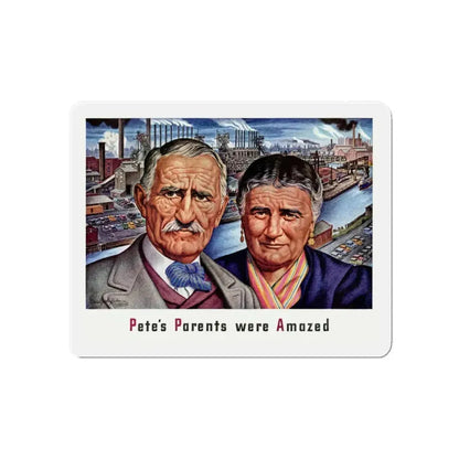 Pete's Parents were Amazed, 1941 (Magazine Illustration) Refrigerator Magnet 3 Inch Die-Cut - The Sticker Space