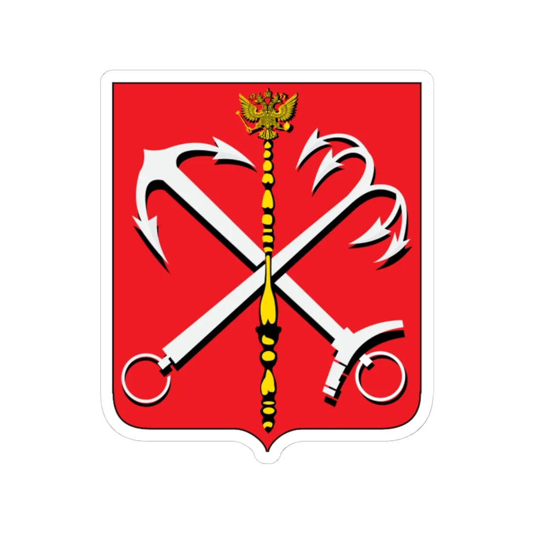 Petersburg coat of arms 1730 to 1856 (Russia) (Coat of Arms) STICKER Vinyl Kiss-Cut Decal 4 Inch White - The Sticker Space