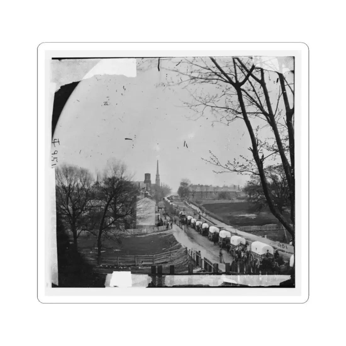 Petersburg, Va. The First Federal Wagon Train Entering the Town (U.S. Civil War) STICKER Vinyl Kiss-Cut Decal 2 Inch White - The Sticker Space