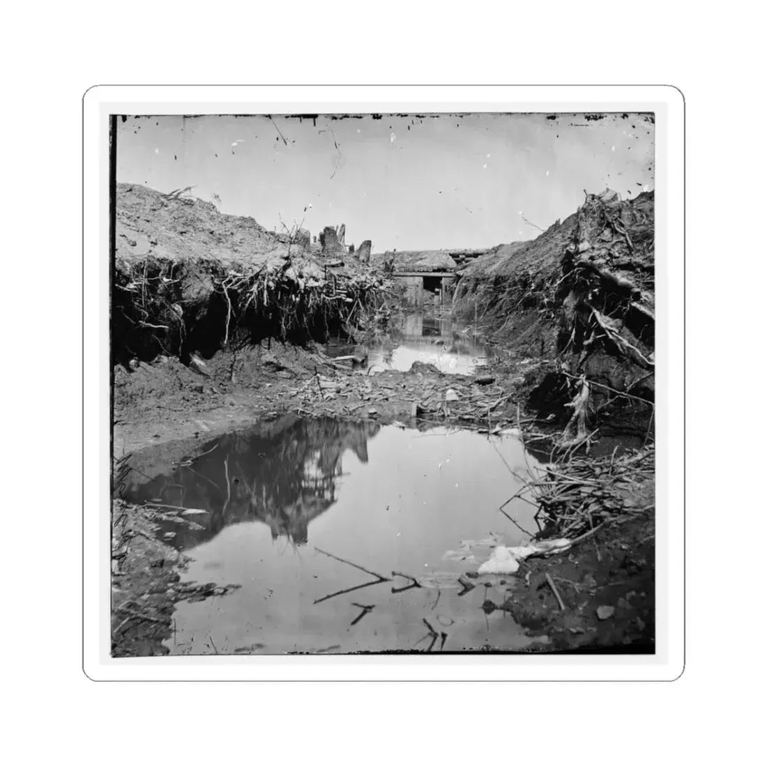 Petersburg, Va. Water-Filled Ditch on West Side of Fort Sedgwick (U.S. Civil War) STICKER Vinyl Kiss-Cut Decal 3 Inch White - The Sticker Space