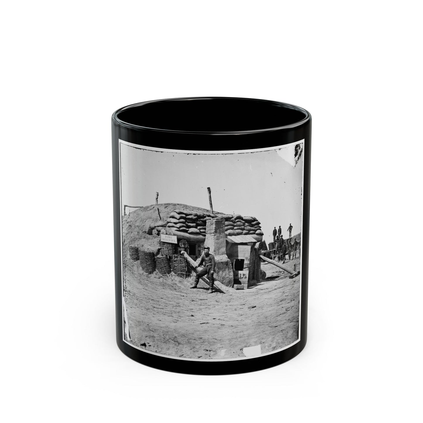 Petersburg, Va. Bomb-Proof Quarters, Fort Sedgwick ( Fort Hell ) (U.S. Civil War) Black Coffee Mug-11oz-The Sticker Space