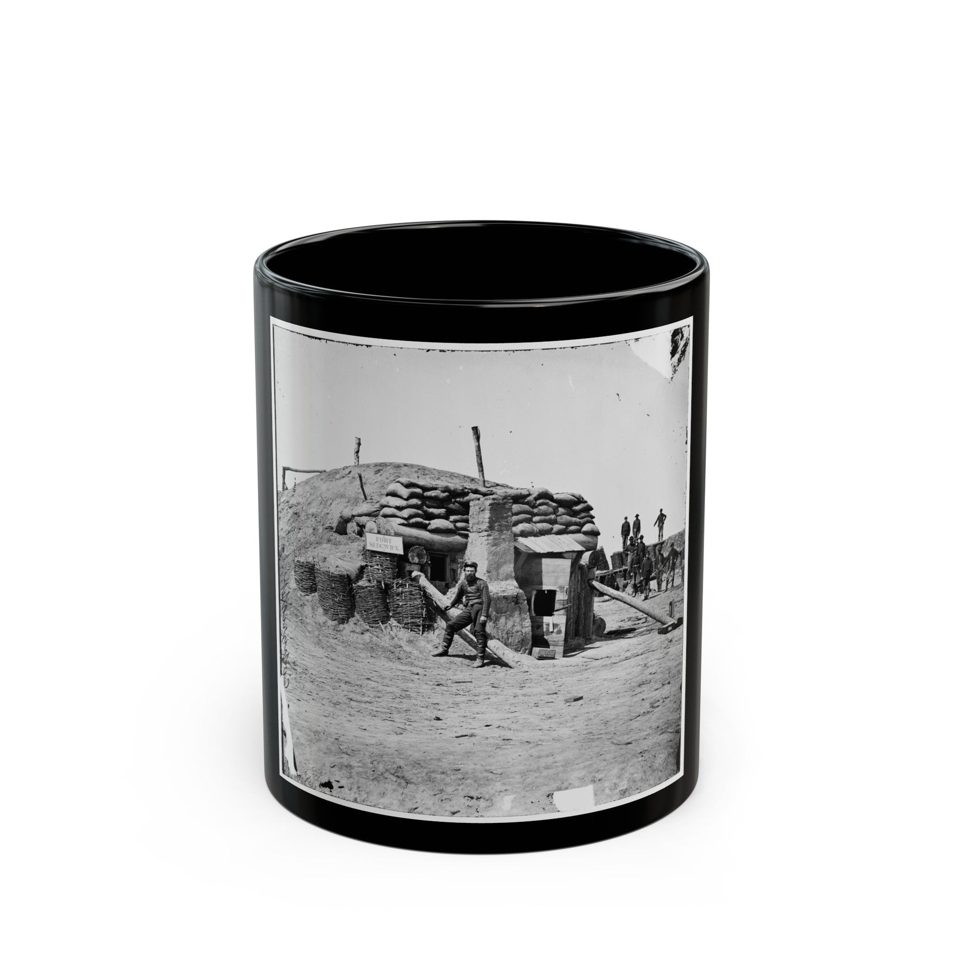 Petersburg, Va. Bomb-Proof Quarters, Fort Sedgwick ( Fort Hell ) (U.S. Civil War) Black Coffee Mug-11oz-The Sticker Space