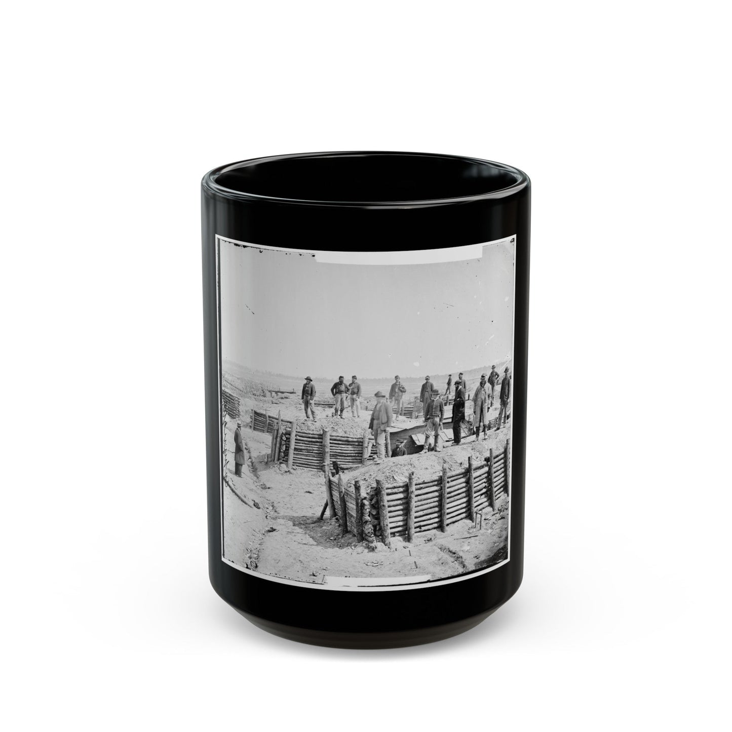 Petersburg, Va. Breastworks Of The Confederate Fort Mahone ( Fort Damnation ) (U.S. Civil War) Black Coffee Mug-15oz-The Sticker Space