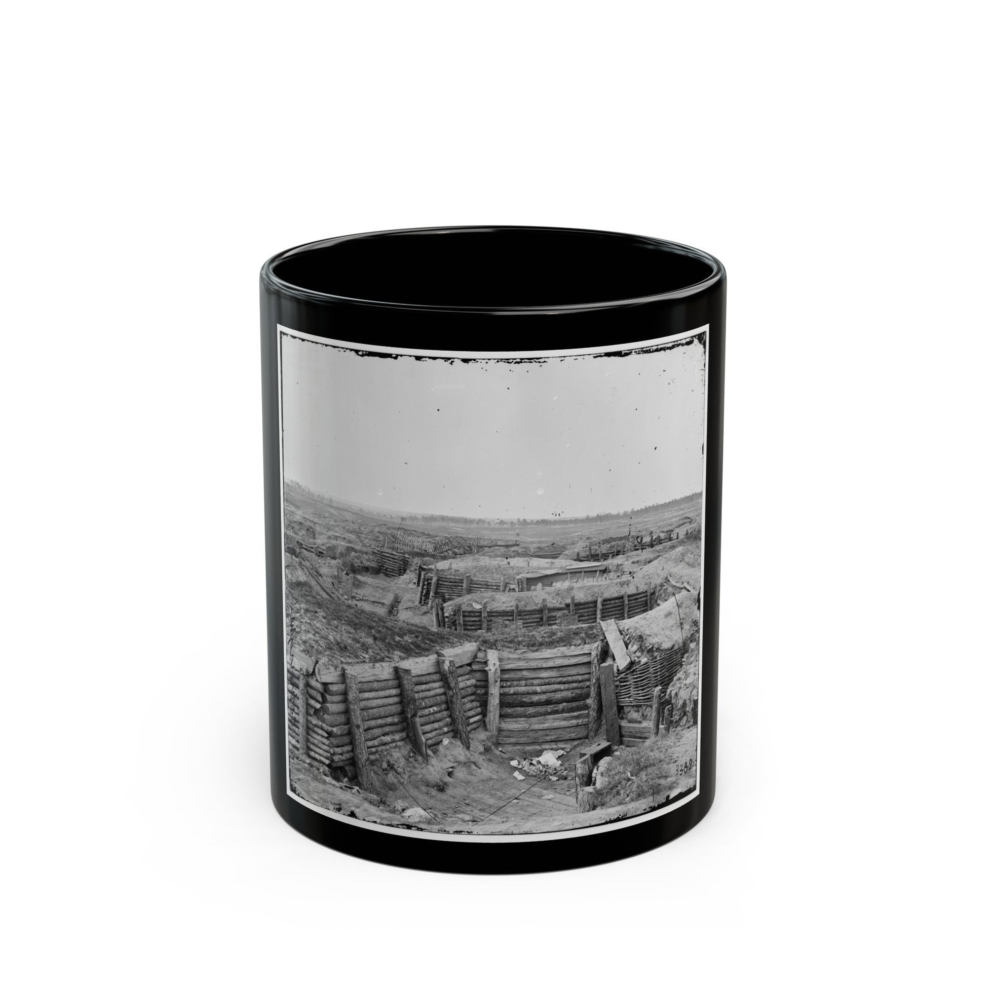 Petersburg, Va. Confederate Fortifications With Chevaux-De-Frise Beyond (U.S. Civil War) Black Coffee Mug-11oz-The Sticker Space